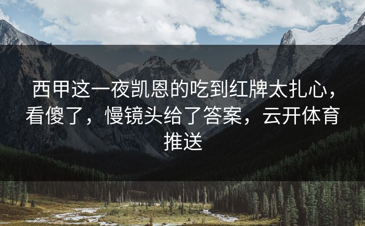 西甲这一夜凯恩的吃到红牌太扎心，看傻了，慢镜头给了答案，云开体育推送